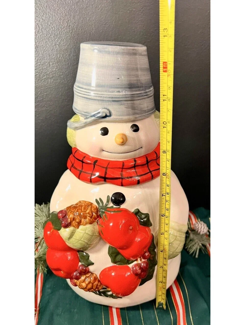 Vintage Hallmark 13” Christmas Snowman Mitford Cookie Jar Jan Karon ceramic